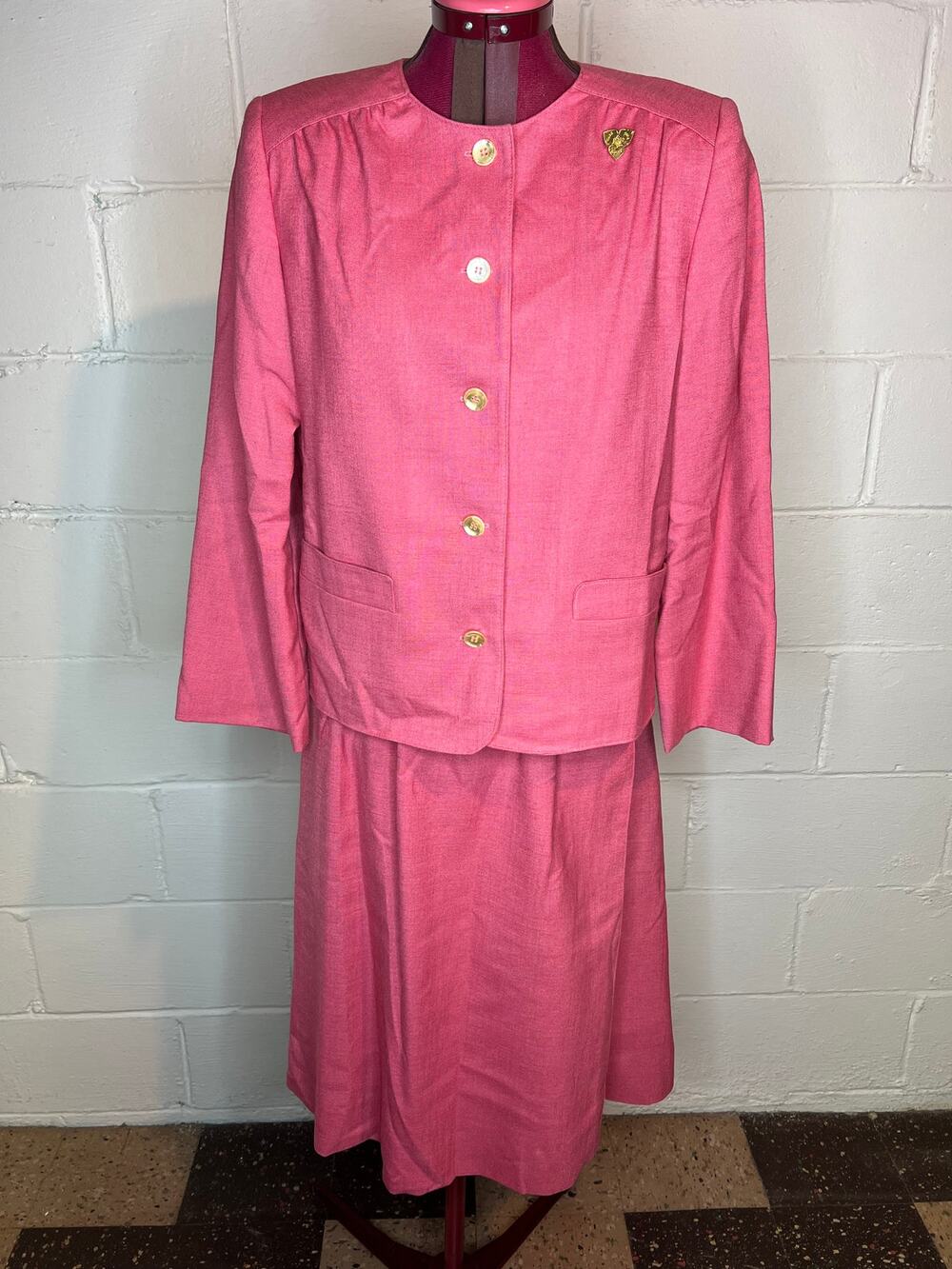 Suit pink wrap skirt boxy blazer